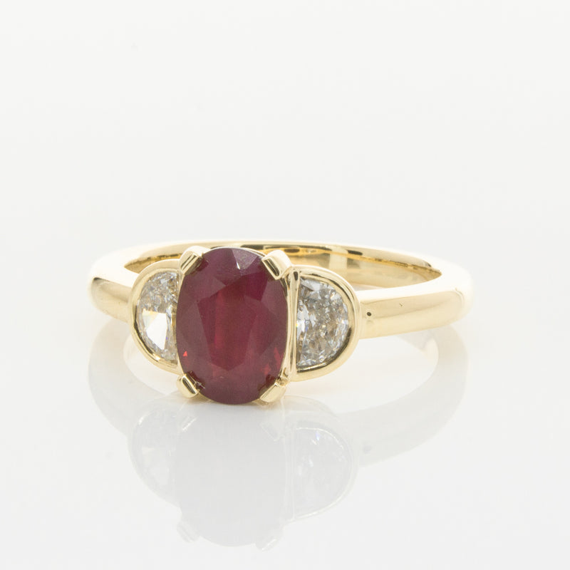 18ct Yellow Gold Ruby & Diamond Ring-Ring-Walker & Hall