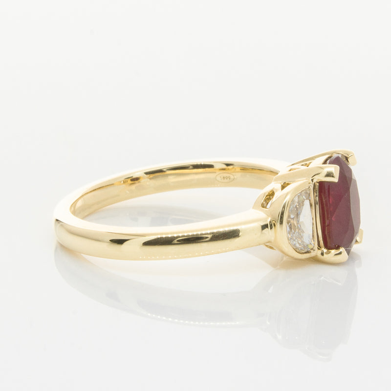 18ct Yellow Gold Ruby & Diamond Ring-Ring-Walker & Hall
