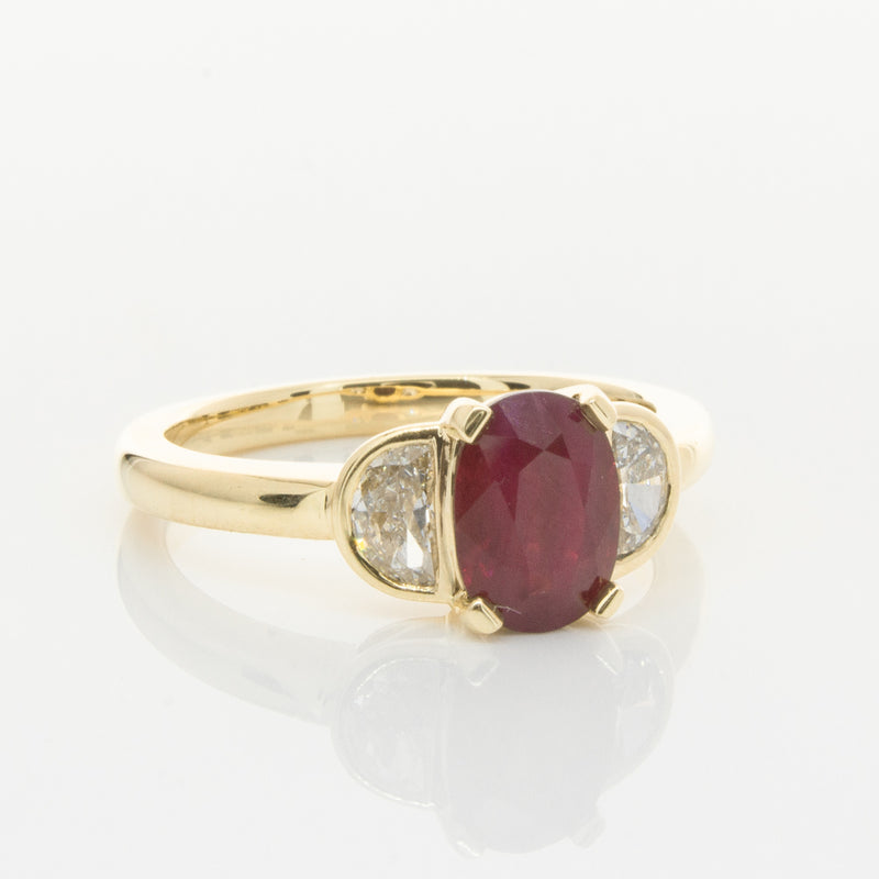 18ct Yellow Gold Ruby & Diamond Ring-Ring-Walker & Hall