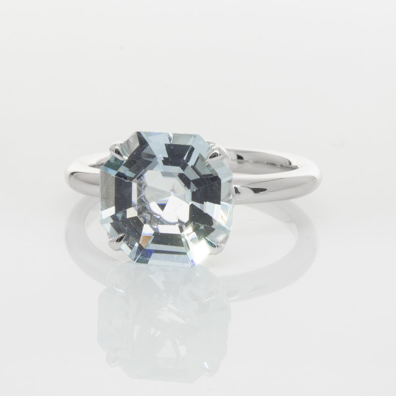 18ct White Gold Aquamarine Octavia Ring-Ring-Walker & Hall