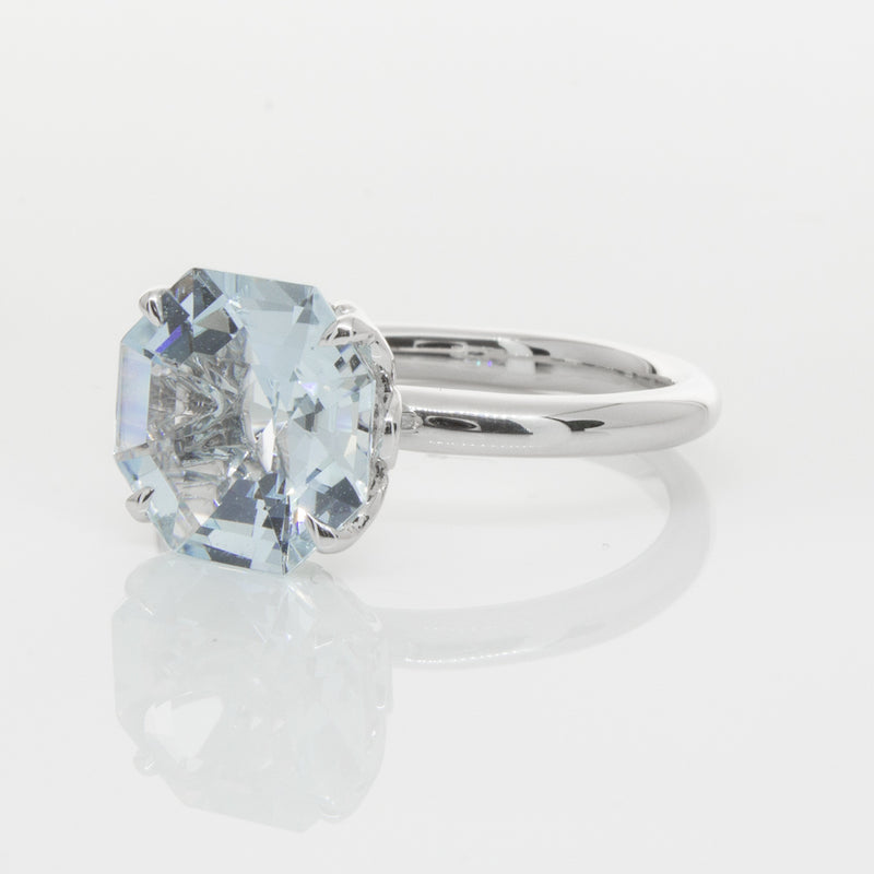 18ct White Gold Aquamarine Octavia Ring-Ring-Walker & Hall