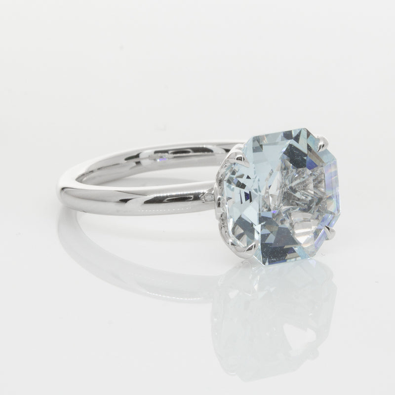 18ct White Gold Aquamarine Octavia Ring-Ring-Walker & Hall