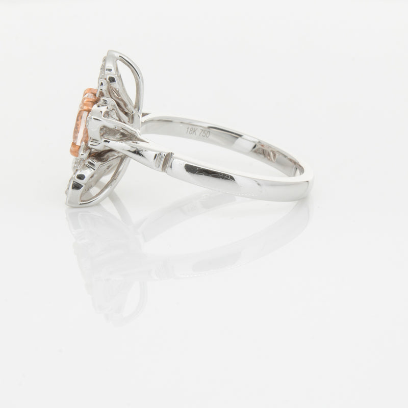 18ct White Gold Morganite & Diamond Maple Ring-Ring-Walker & Hall