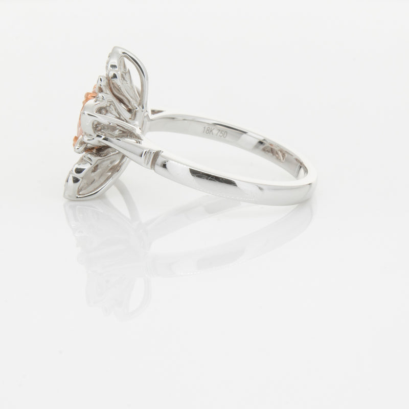 18ct White Gold Morganite & Diamond Maple Ring-Ring-Walker & Hall