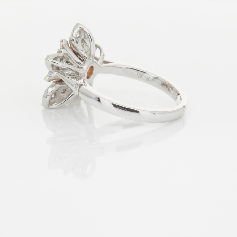 18ct White Gold Morganite & Diamond Maple Ring-Ring-Walker & Hall