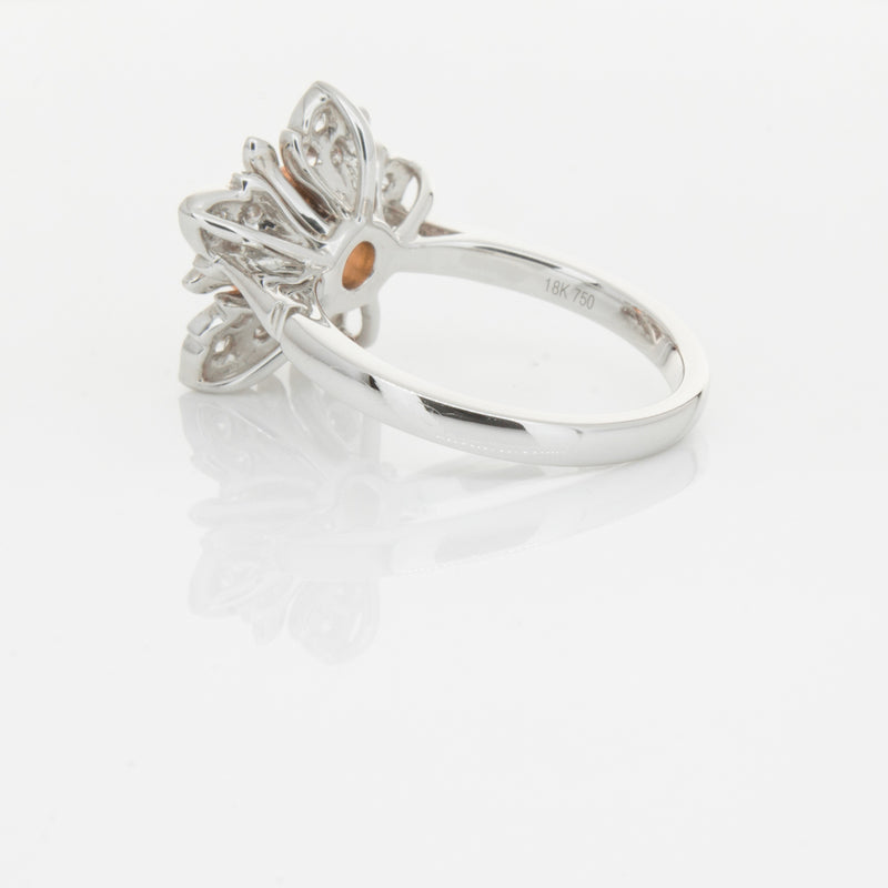 18ct White Gold Morganite & Diamond Maple Ring-Ring-Walker & Hall