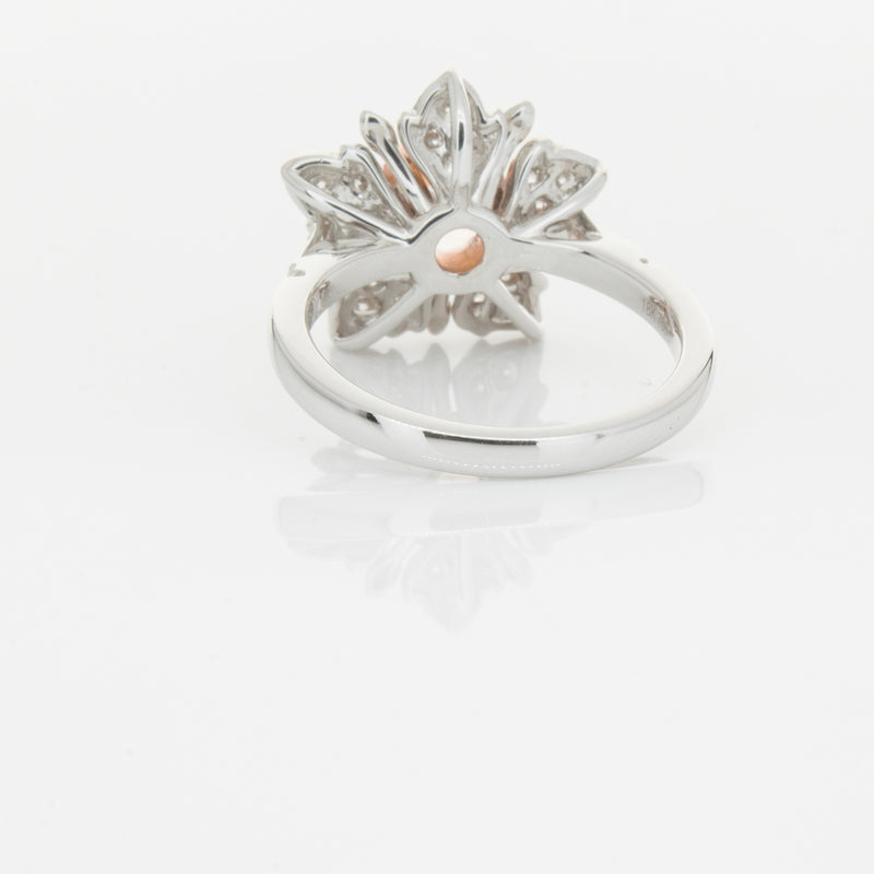 18ct White Gold Morganite & Diamond Maple Ring-Ring-Walker & Hall