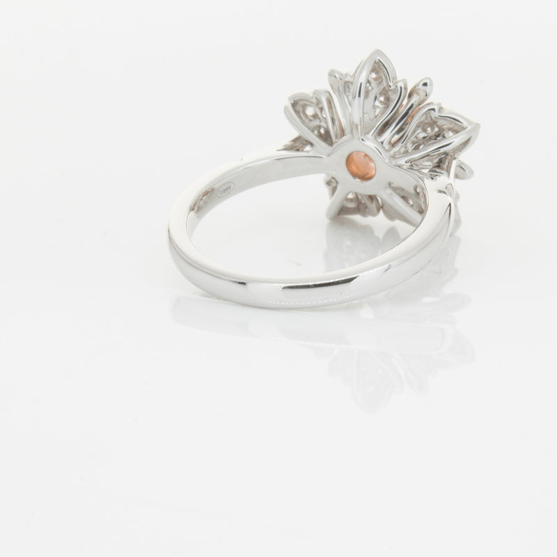 18ct White Gold Morganite & Diamond Maple Ring-Ring-Walker & Hall