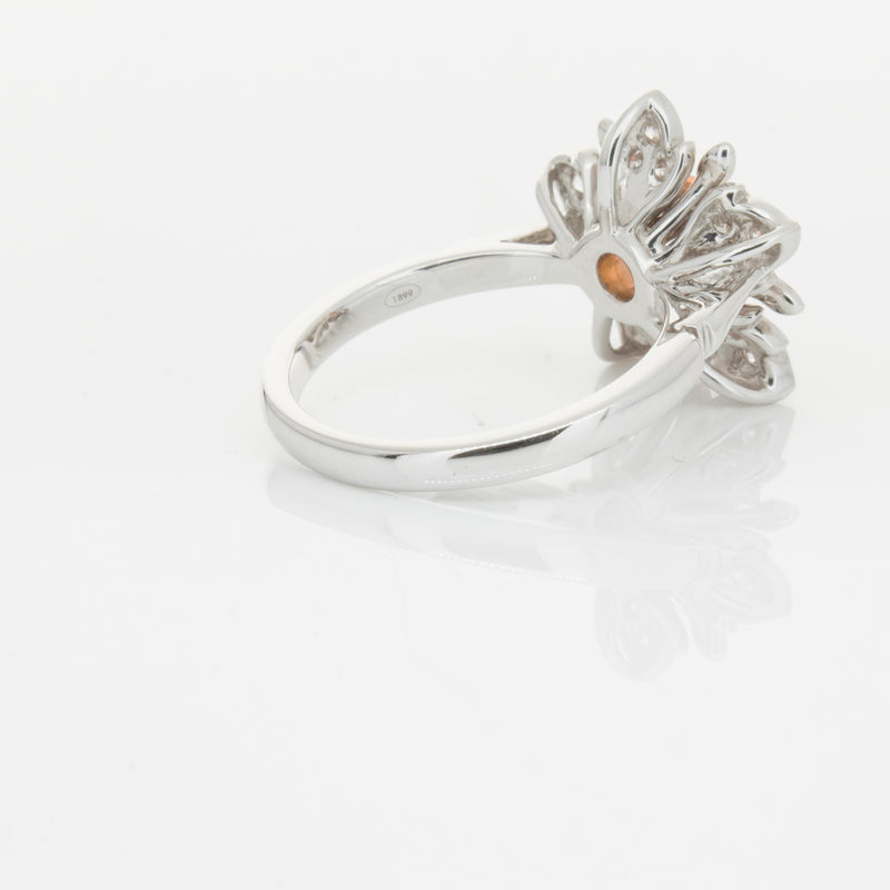 18ct White Gold Morganite & Diamond Maple Ring-Ring-Walker & Hall