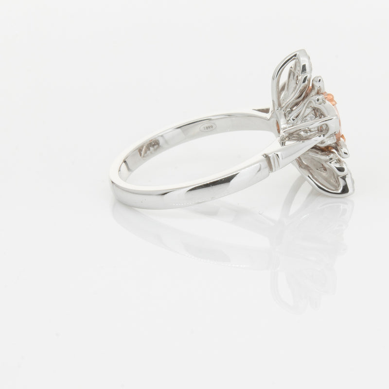 18ct White Gold Morganite & Diamond Maple Ring-Ring-Walker & Hall