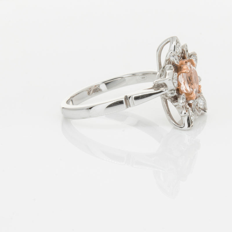 18ct White Gold Morganite & Diamond Maple Ring-Ring-Walker & Hall