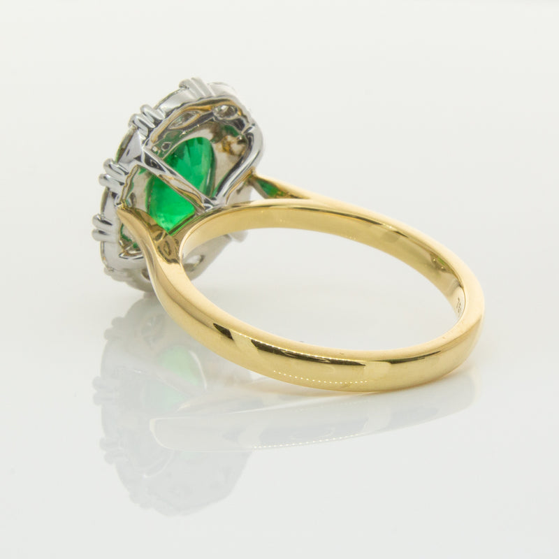 18ct Yellow & White Gold Emerald & Diamond Ring-Ring-Walker & Hall