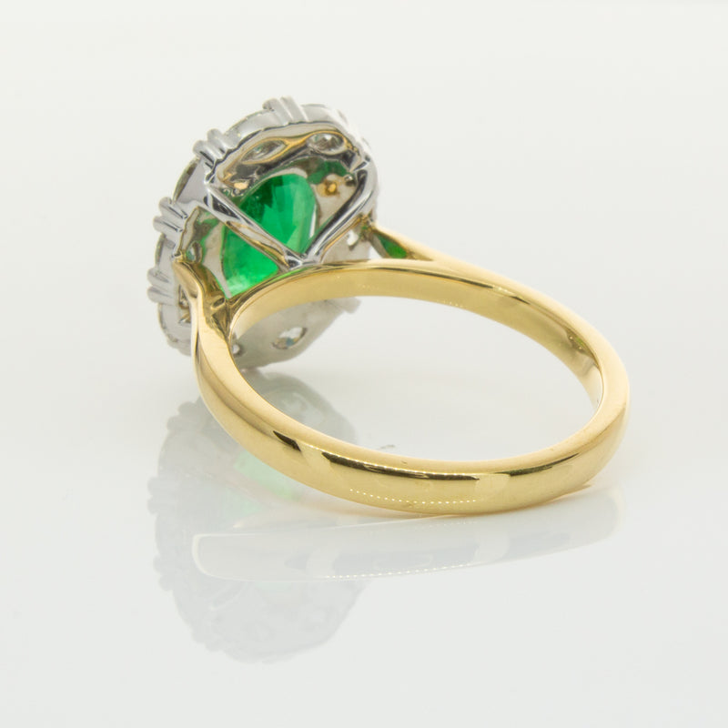18ct Yellow & White Gold Emerald & Diamond Ring-Ring-Walker & Hall