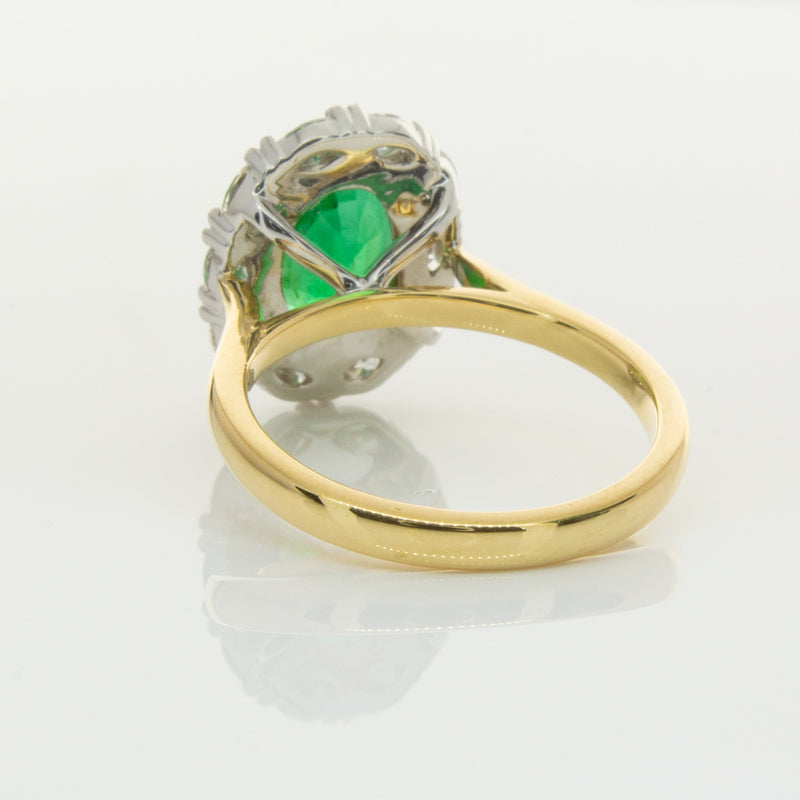 18ct Yellow & White Gold Emerald & Diamond Ring-Ring-Walker & Hall