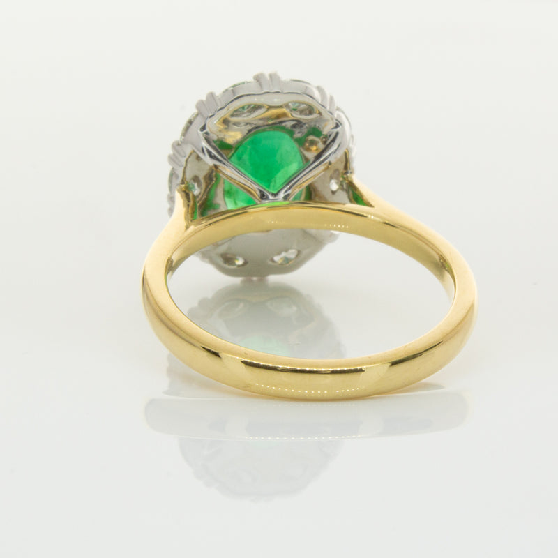 18ct Yellow & White Gold Emerald & Diamond Ring-Ring-Walker & Hall