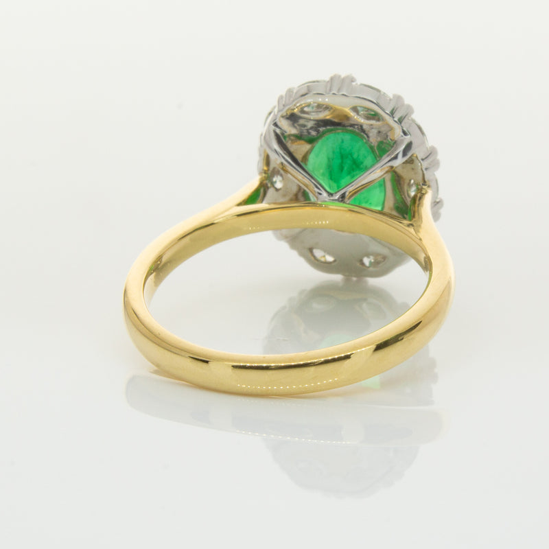 18ct Yellow & White Gold Emerald & Diamond Ring-Ring-Walker & Hall