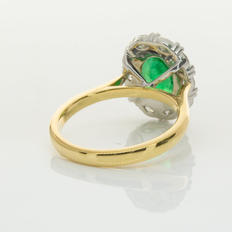 18ct Yellow & White Gold Emerald & Diamond Ring-Ring-Walker & Hall