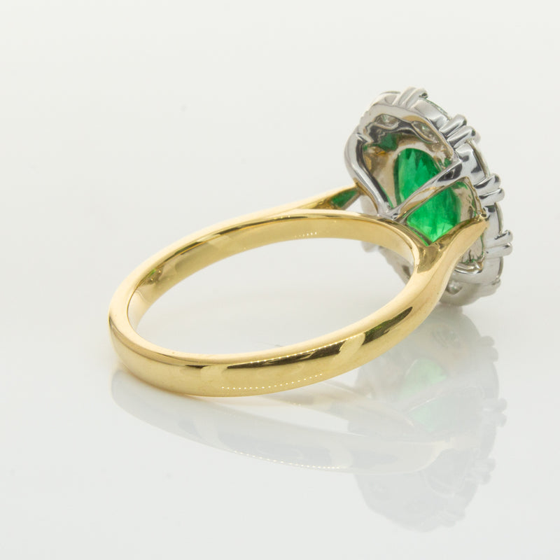 18ct Yellow & White Gold Emerald & Diamond Ring-Ring-Walker & Hall