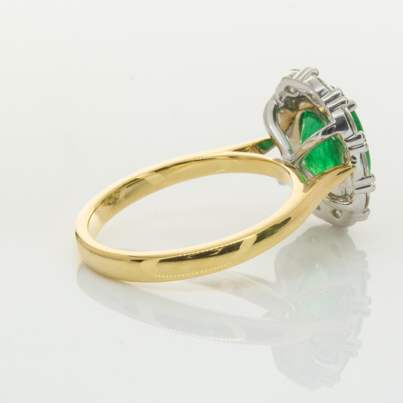 18ct Yellow & White Gold Emerald & Diamond Ring-Ring-Walker & Hall