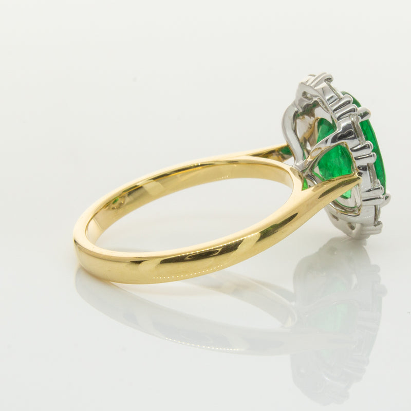 18ct Yellow & White Gold Emerald & Diamond Ring-Ring-Walker & Hall