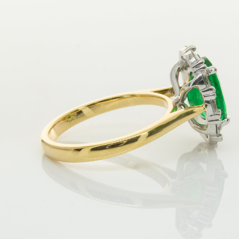 18ct Yellow & White Gold Emerald & Diamond Ring-Ring-Walker & Hall