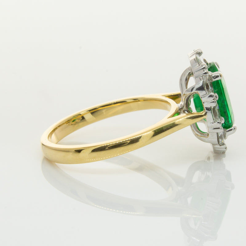 18ct Yellow & White Gold Emerald & Diamond Ring-Ring-Walker & Hall