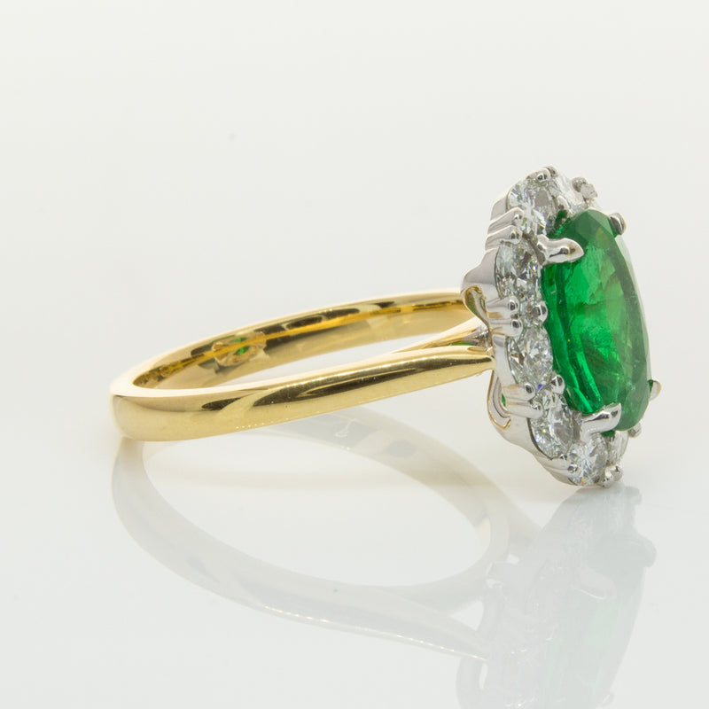 18ct Yellow & White Gold Emerald & Diamond Ring-Ring-Walker & Hall