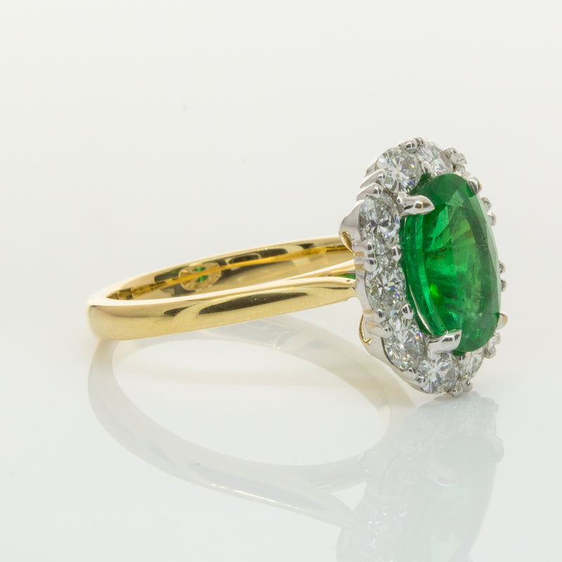 18ct Yellow & White Gold Emerald & Diamond Ring-Ring-Walker & Hall