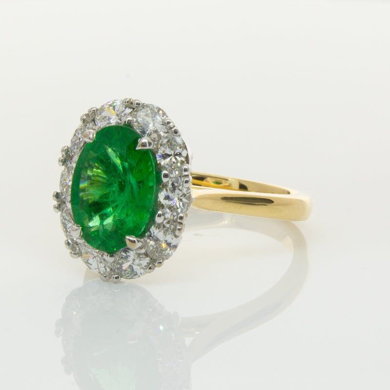 18ct Yellow & White Gold Emerald & Diamond Ring-Ring-Walker & Hall