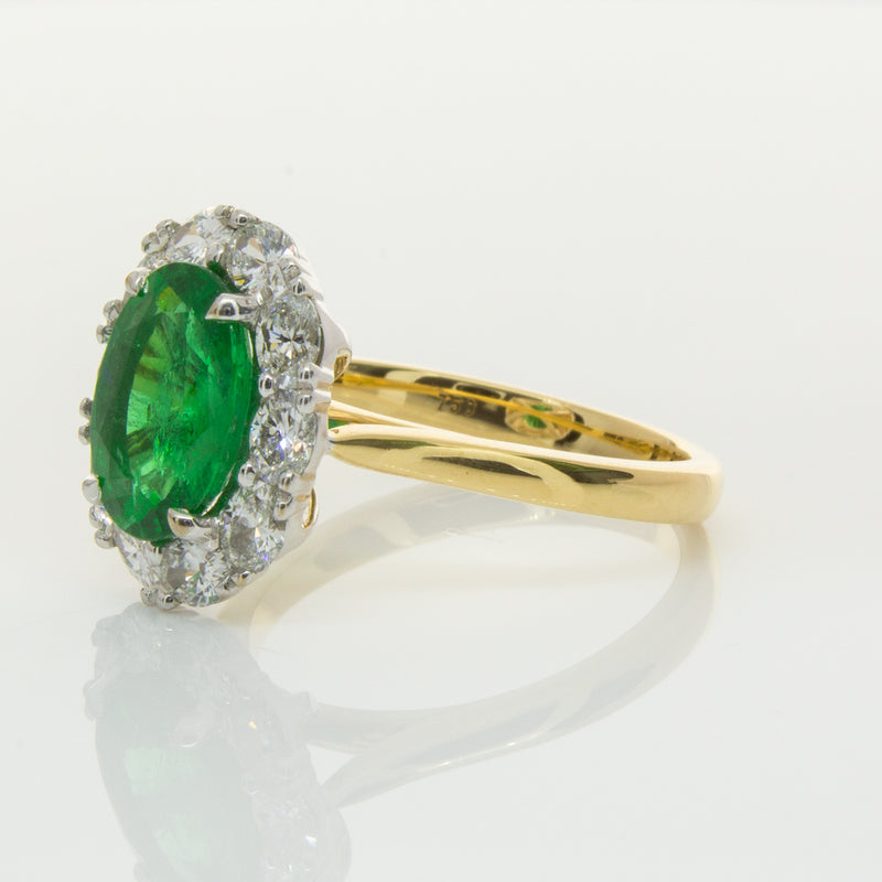 18ct Yellow & White Gold Emerald & Diamond Ring-Ring-Walker & Hall