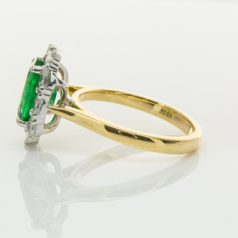 18ct Yellow & White Gold Emerald & Diamond Ring-Ring-Walker & Hall