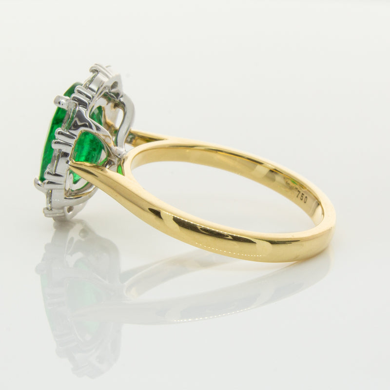 18ct Yellow & White Gold Emerald & Diamond Ring-Ring-Walker & Hall