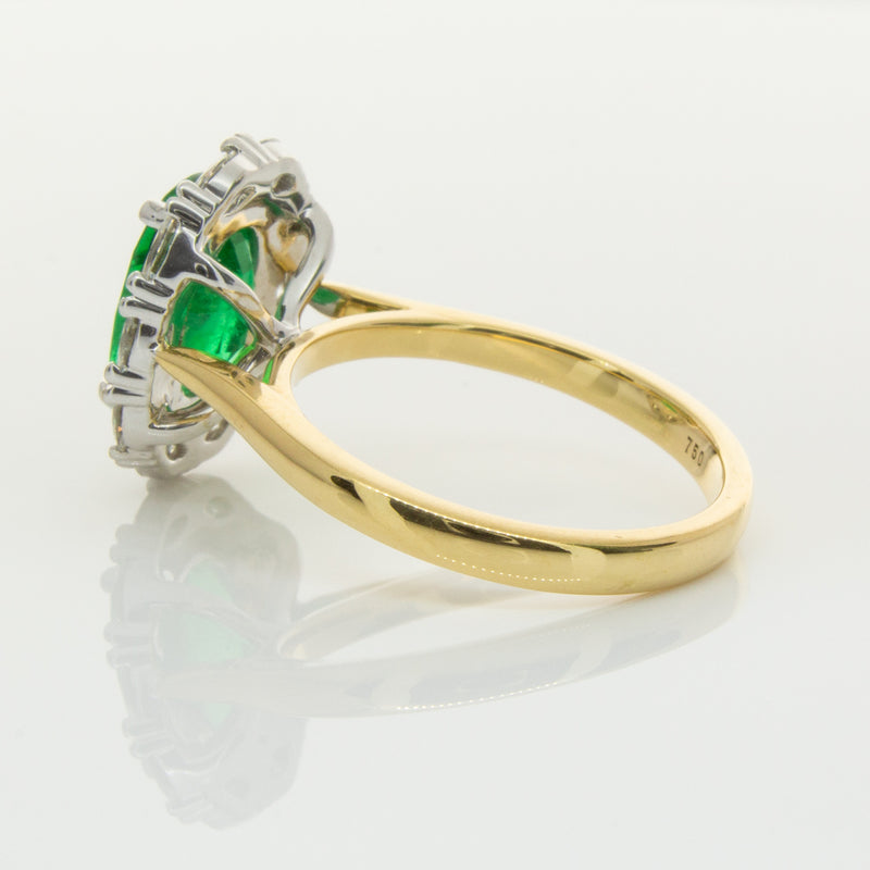 18ct Yellow & White Gold Emerald & Diamond Ring-Ring-Walker & Hall