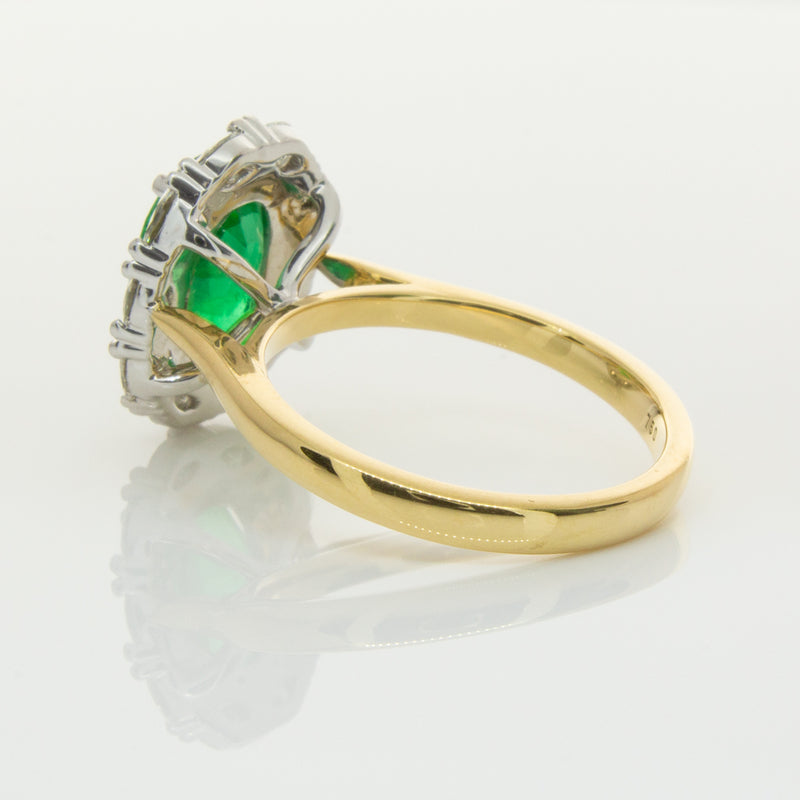 18ct Yellow & White Gold Emerald & Diamond Ring-Ring-Walker & Hall