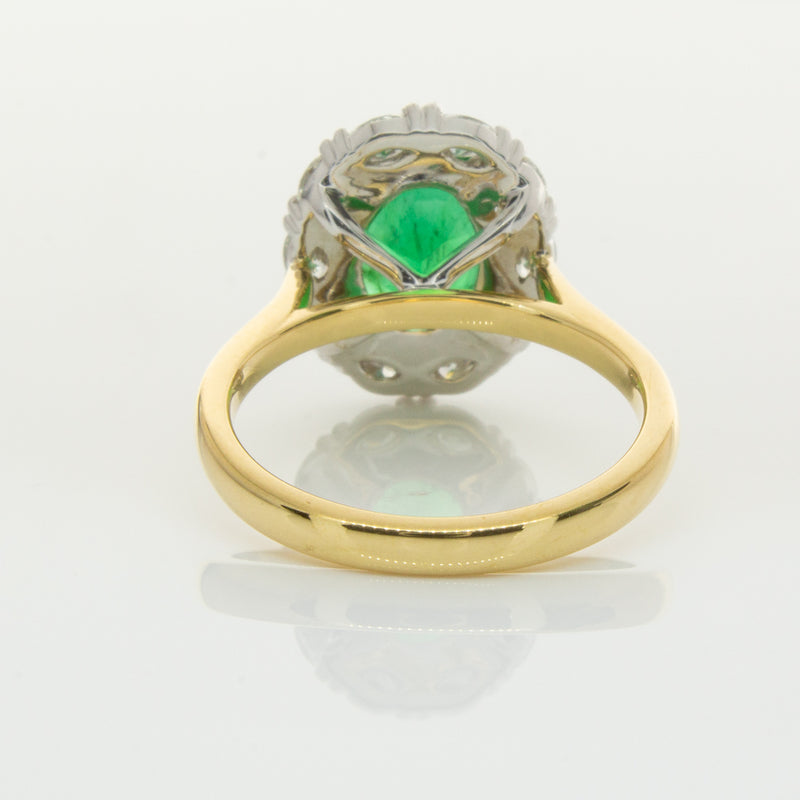 18ct Yellow & White Gold Emerald & Diamond Ring-Ring-Walker & Hall