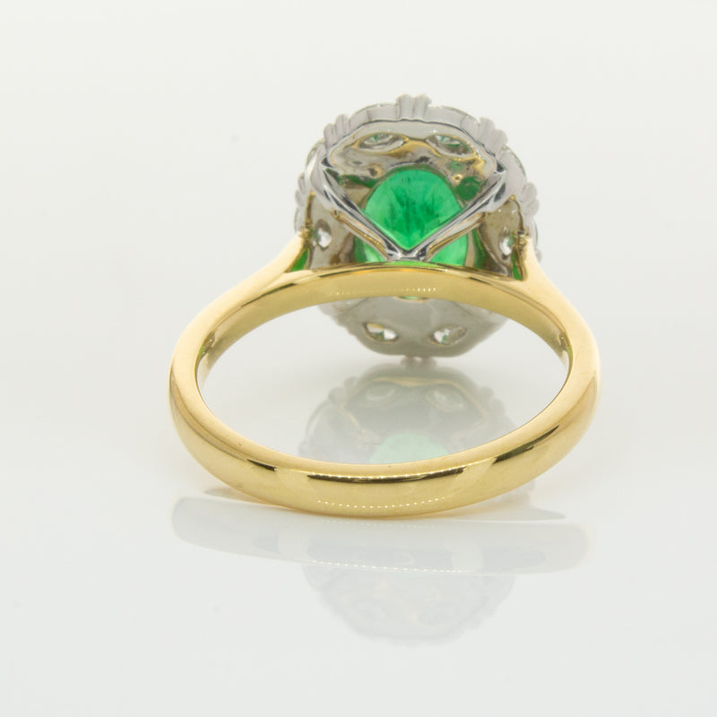 18ct Yellow & White Gold Emerald & Diamond Ring-Ring-Walker & Hall
