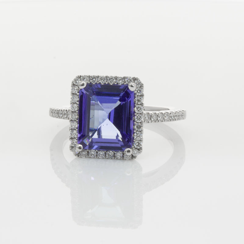 18ct White Gold Tanzanite & Diamond Ring-Ring-Walker & Hall