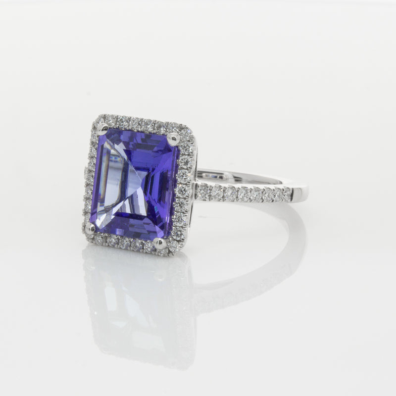 18ct White Gold Tanzanite & Diamond Ring-Ring-Walker & Hall