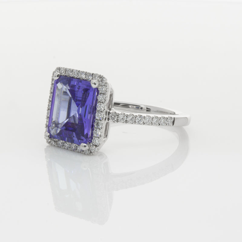18ct White Gold Tanzanite & Diamond Ring-Ring-Walker & Hall