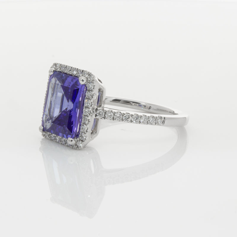 18ct White Gold Tanzanite & Diamond Ring-Ring-Walker & Hall