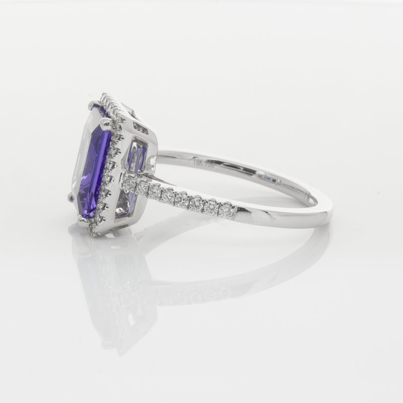 18ct White Gold Tanzanite & Diamond Ring-Ring-Walker & Hall