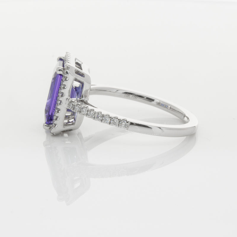 18ct White Gold Tanzanite & Diamond Ring-Ring-Walker & Hall
