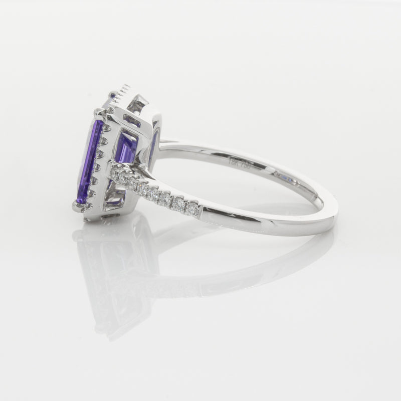 18ct White Gold Tanzanite & Diamond Ring-Ring-Walker & Hall
