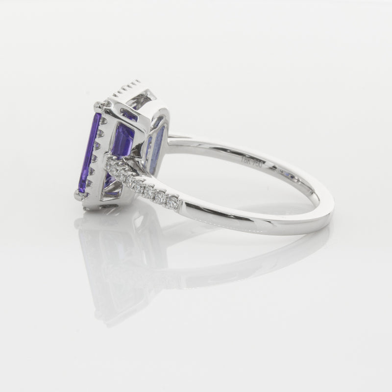 18ct White Gold Tanzanite & Diamond Ring-Ring-Walker & Hall