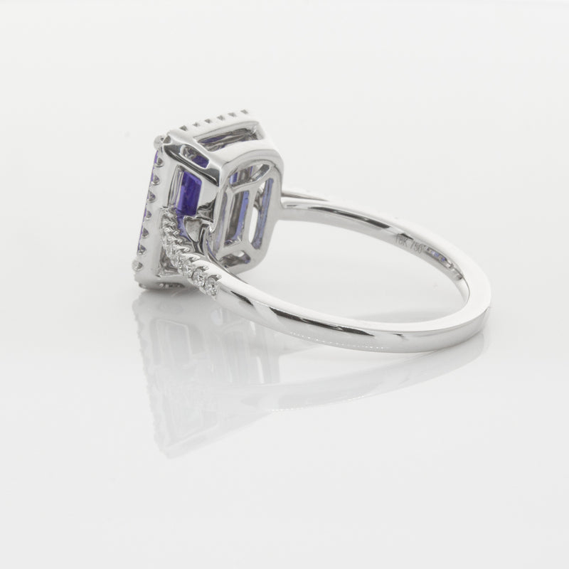 18ct White Gold Tanzanite & Diamond Ring-Ring-Walker & Hall