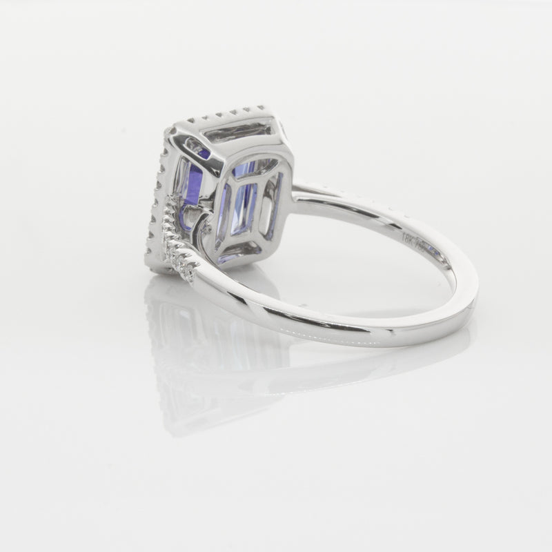 18ct White Gold Tanzanite & Diamond Ring-Ring-Walker & Hall