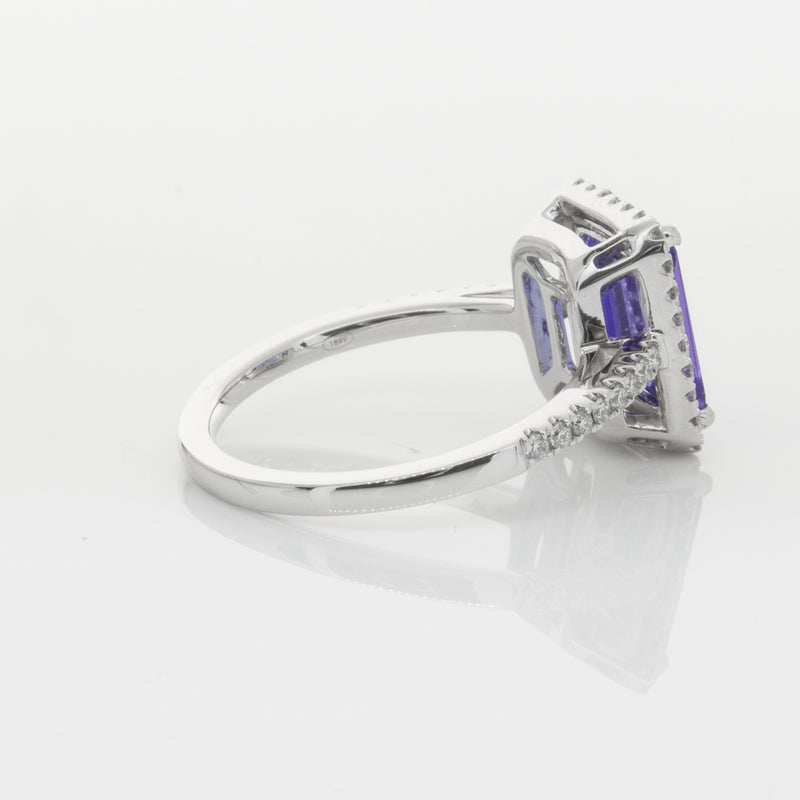 18ct White Gold Tanzanite & Diamond Ring-Ring-Walker & Hall