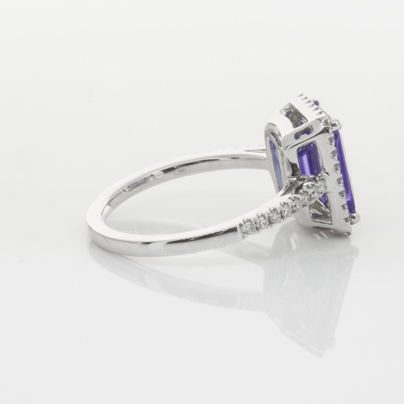 18ct White Gold Tanzanite & Diamond Ring-Ring-Walker & Hall