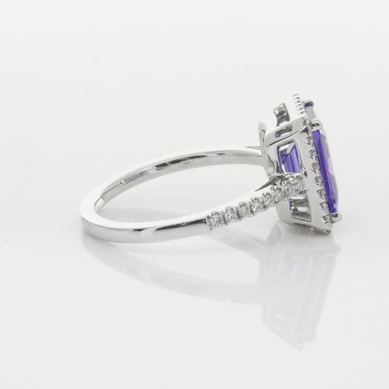 18ct White Gold Tanzanite & Diamond Ring-Ring-Walker & Hall