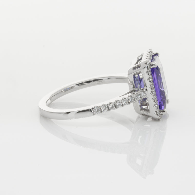 18ct White Gold Tanzanite & Diamond Ring-Ring-Walker & Hall